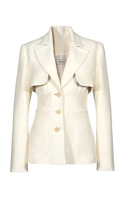 Amir Taghi Alexis Wool And Silk-blend Pants In Ivory