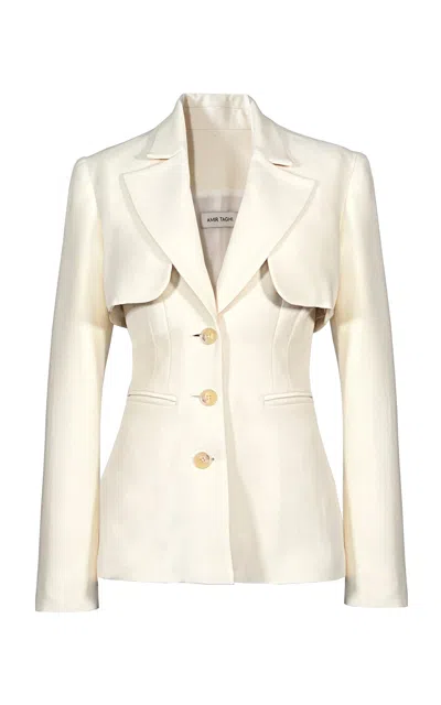 Amir Taghi Alexis Wool-silk Blazer In Ivory