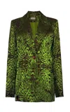 Amir Taghi Ali Jacquard Blazer In Dark Green