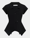 Amir Taghi Ana Short-sleeve Cutout Peplum Top