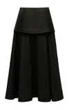 Amir Taghi Anna Cotton-linen Twill Skirt In Black