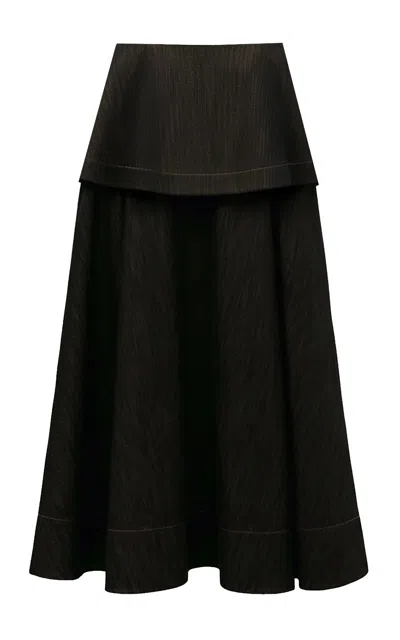 Amir Taghi Anna Cotton-linen Twill Skirt In Black