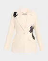 Amir Taghi Bianca Flower Embroidered Single-breasted Blazer