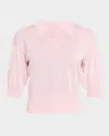 Amir Taghi Camile Puff-sleeve Silk-cashmere Polo Top