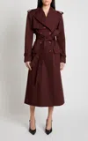 Amir Taghi Claude Cotton Trench Coat In Burgundy