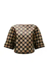 Amir Taghi Courtney Raffia Jacquard T-shirt In Brown