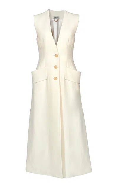 Amir Taghi Eliza Long Wool-silk Vest In Ivory