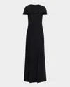 Amir Taghi Estelle Cap-sleeve Slits Long Top In Black