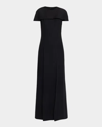 Amir Taghi Estelle Cap-sleeve Slits Long Top In Black