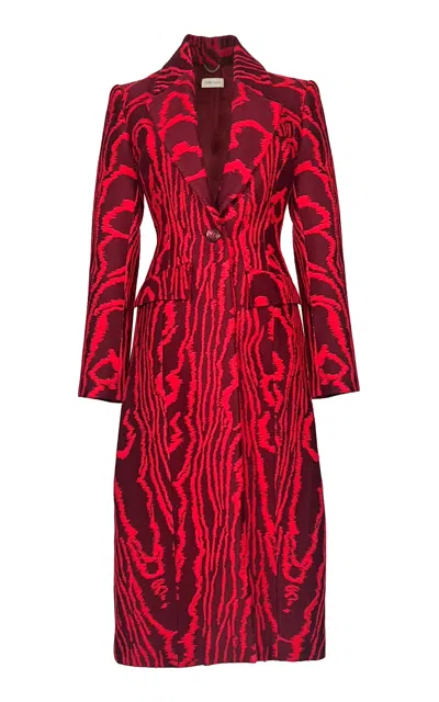 Amir Taghi Farah Printed Cotton-blend Coat In Red
