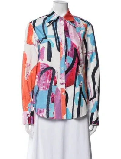 Pre-owned Amir Taghi Graphic Print Long Sleeve Top In Multi