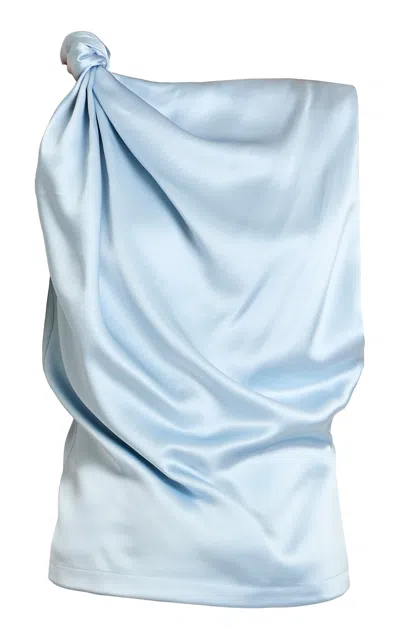 Amir Taghi Hasti Knotted Silk Tank Top In Light Blue
