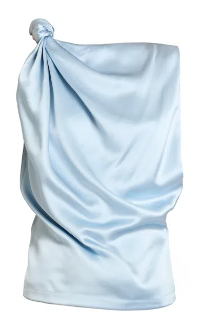 Amir Taghi Hasti Silk Charmeuse Top In Light Blue