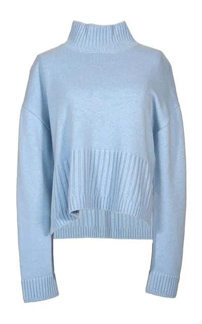 Amir Taghi Jamie Knit Merino Wool-cashmere Sweater In Light Blue