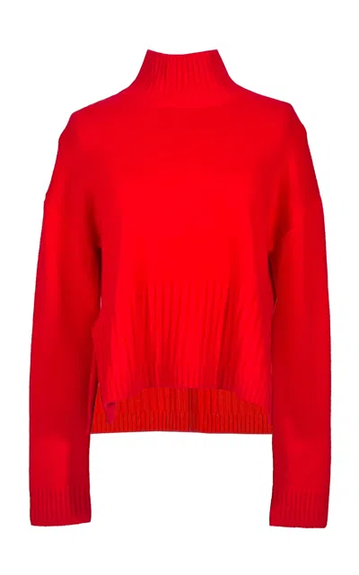 Amir Taghi Jamie Knit Merino Wool-cashmere Sweater In Red