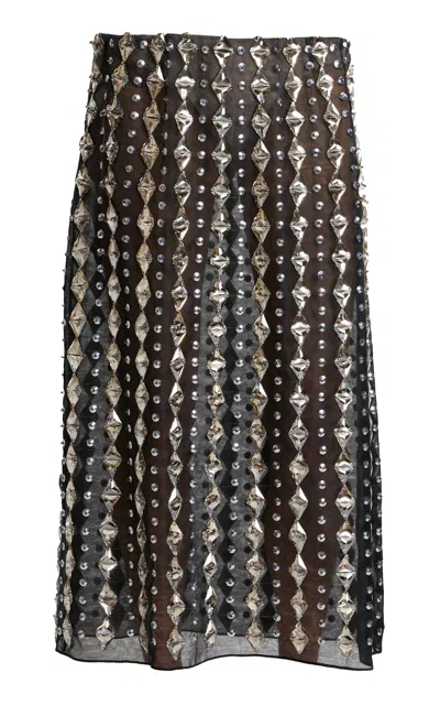 Amir Taghi Kendall Embellished Silk Maxi Skirt In Grey