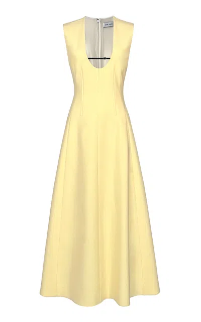 Amir Taghi Landen Buckle-detailed Wool-blend Midi Dress In Yellow