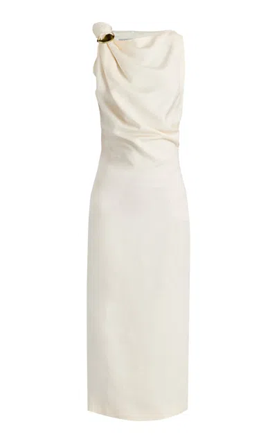 Amir Taghi Lilac Draped Satin Maxi Dress
