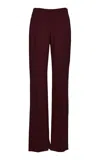 Amir Taghi Lisa Belted Cotton-blend Straight-leg Pants In Burgundy