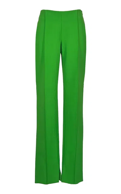 Amir Taghi Lisa Belted Wool-blend Straight-leg Pants In Green