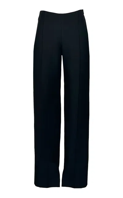 Amir Taghi Lisa Belted Wool-silk Straight-leg Pants In Black