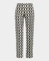 Amir Taghi Lisa Geo Jacquard Straight-leg Split Pants In Multi