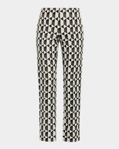 Amir Taghi Lisa Geo Jacquard Straight-leg Split Pants In Multi