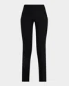 Amir Taghi Lisa Pintuck Slit-hem Skinny Ankle Pants In Black
