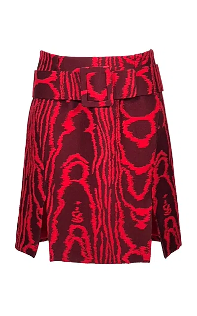 Amir Taghi Marnie Belted Cotton-blend Midi Skirt In Red