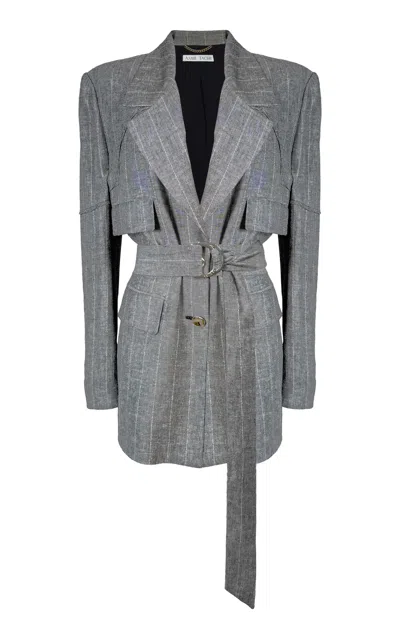 Amir Taghi Melissa Pinstriped Linen Twill Blazer