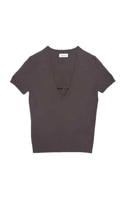 Amir Taghi Meredith Scoop Neck Knit Top In Grey