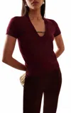 Amir Taghi Meredith Top In Burgundy In Red