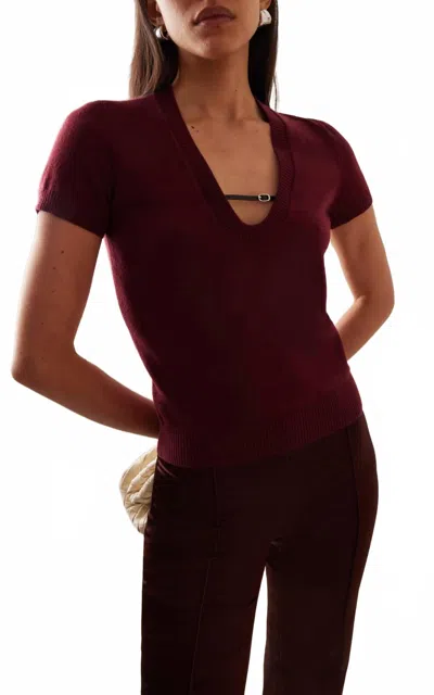 Amir Taghi Meredith Top In Burgundy In Red