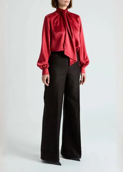 Amir Taghi Michelle Straight Leg Pants In Chocolate In Red