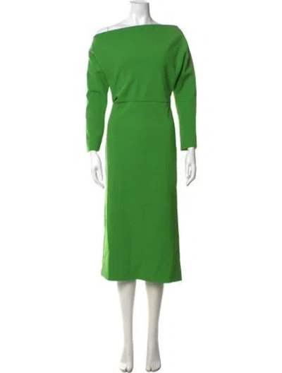 Pre-owned Amir Taghi Off-the-shoulder Midi Length Dress In Green