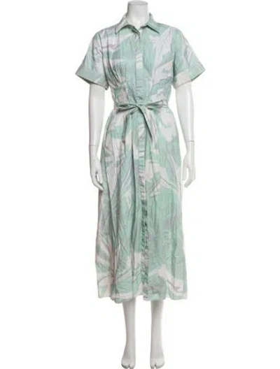 Pre-owned Amir Taghi Printed Long Dress In Green