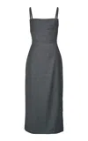 Amir Taghi Samantha Wool Flannel Dress In Dark Grey