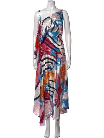 Pre-owned Amir Taghi Silk Long Dress In Multicolor