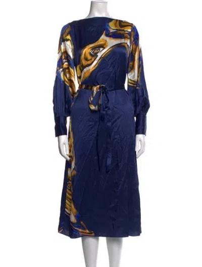 Pre-owned Amir Taghi Silk Midi Length Dress In Blue
