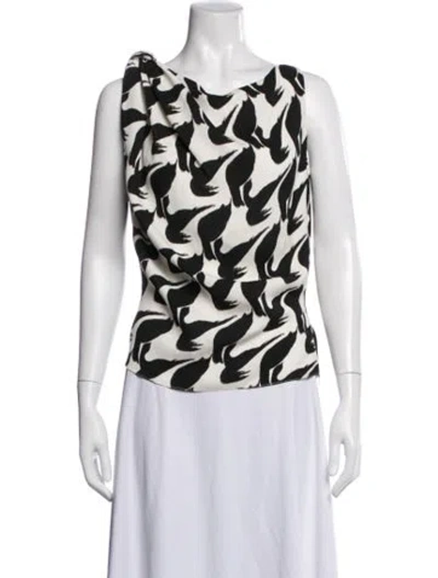 Pre-owned Amir Taghi Silk Printed Top In Black