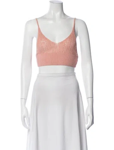 Pre-owned Amir Taghi Silk V-neck Crop Top In White