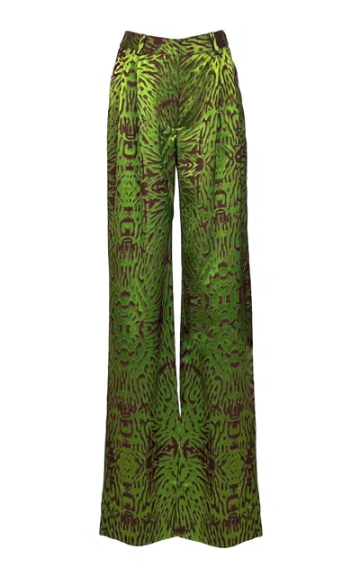 Amir Taghi Tess Jacquard Pants In Dark Green