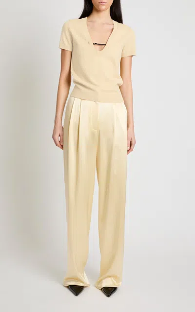 Amir Taghi Tess Silk Wide-leg Trousers In Yellow