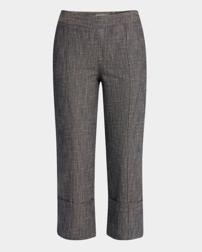 Amir Taghi Toni Pintuck Straight-leg Crop Pants In Dark Blue