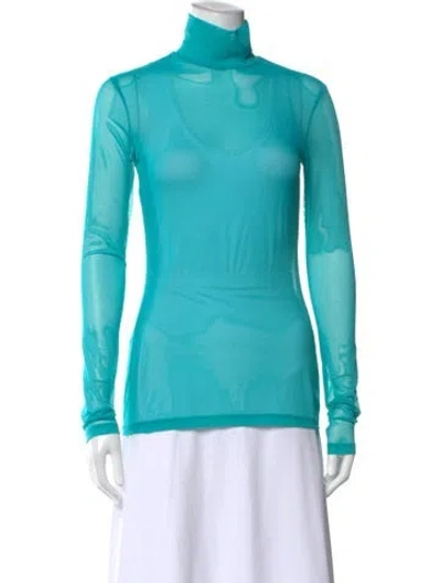 Pre-owned Amir Taghi Turtleneck Long Sleeve Top In Blue