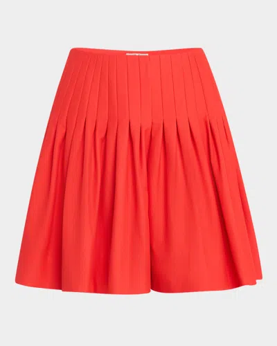 Amir Taghi Willow Pleated Flare Shorts In Bright Red