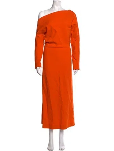 Pre-owned Amir Taghi Wool Long Dress In Orange