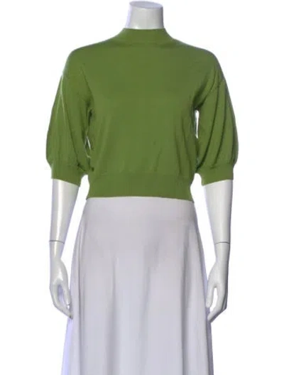 Pre-owned Amir Taghi Wool Mock Neck Sweater In Green