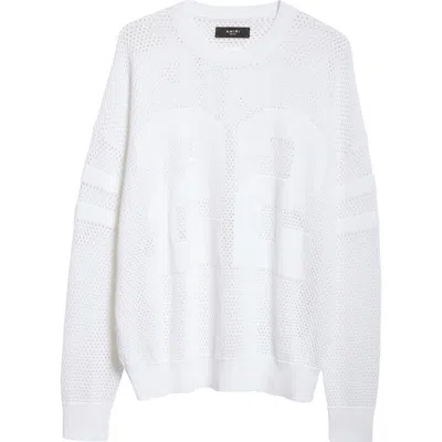 Amiri 22 Crew Open Stitch Sweater In White