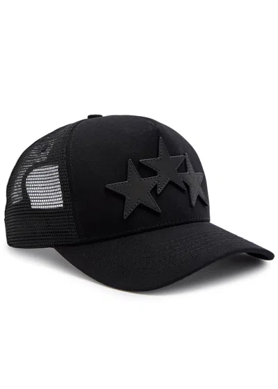 Amiri 3 Star Appliqué Canvas Cap In Black